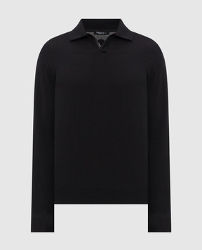 Stefano Ricci Поло чорне з довгими рукавами з шовком K616440P36F26109