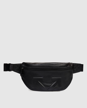 Off-White Черная кожаная поясная сумка с эмблемой Arrow OMNT001S26LEA001