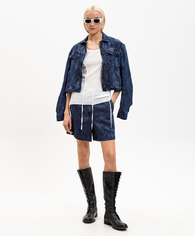 Masnada Біла майка в рубчик з акцентними швами 8092 зображення 2