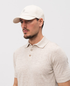 Brunello Cucinelli Бежевая кепка с вышивкой логотипа M277P9850