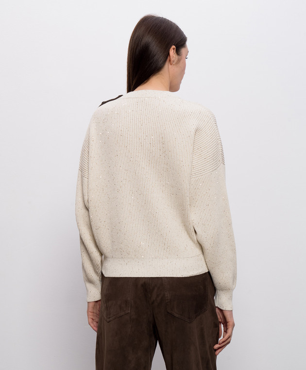 Brunello Cucinelli Бежевый свитер с пайетками MDV745800P изображение 4