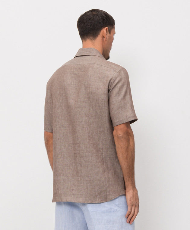 Castangia dal 1850 Коричнева сорочка з льону PDAMOD11S26 зображення 4