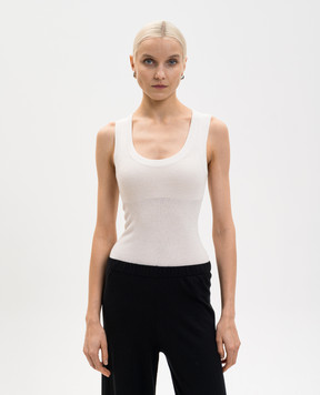 LISA YANG Белый топ в рубчик Ina из кашемира 2024097