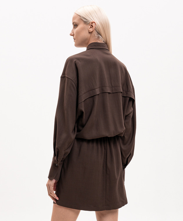 Brunello Cucinelli Коричнева сукня з вовною MP542AB1A1 зображення 4