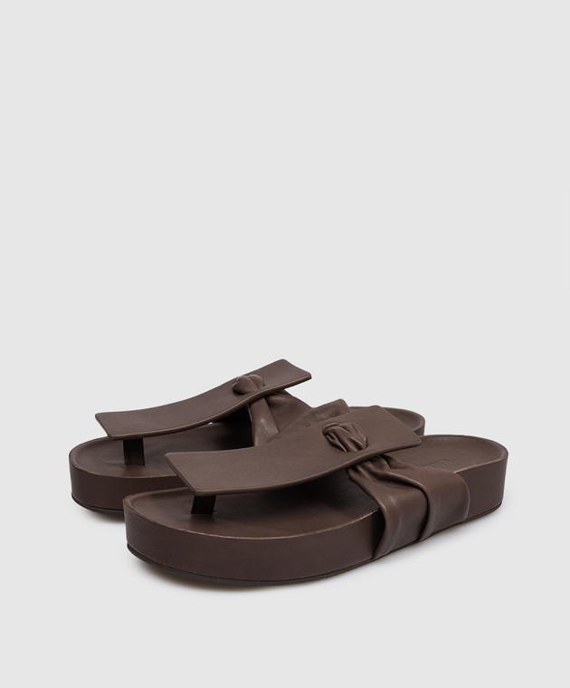 UMA WANG Коричневі шкіряні шльопанці US9077 зображення 2