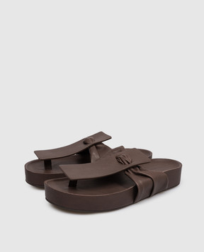 UMA WANG Коричневі шкіряні шльопанці US9077