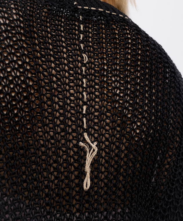 Intoca Черный ажурный свитер из льна 261LILLPO0102 изображение 5