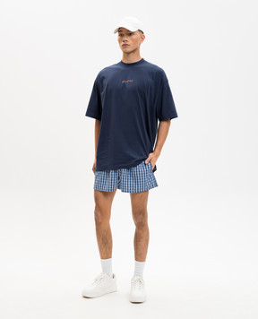 Vetements Сині шорти в піжамному стилі в клітинку WE76SS386NC