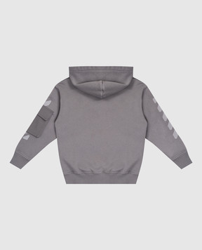 Off-White Дитяча сіра спортивна куртка з принтом логотипа 44BBE005F5F001