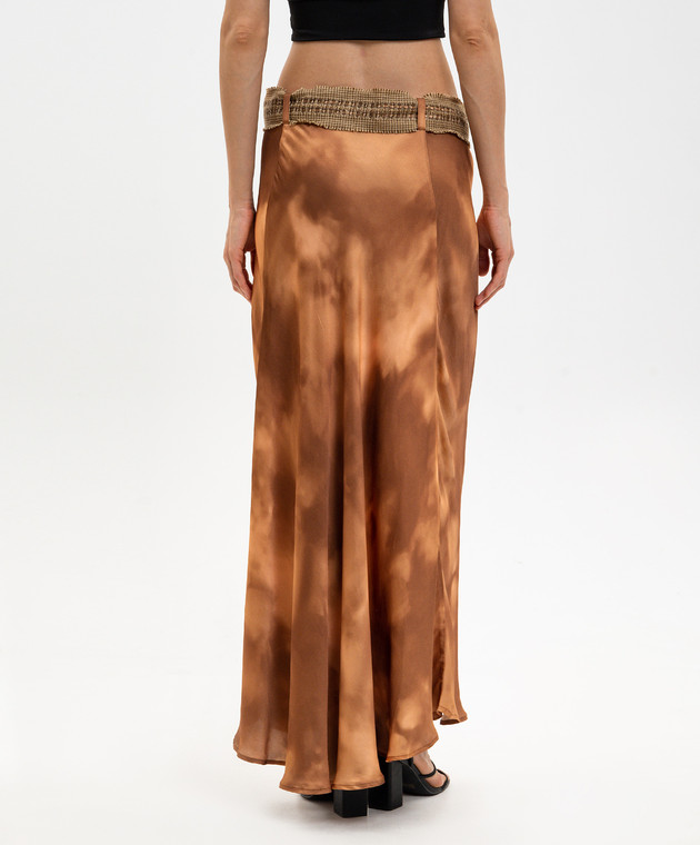 Masnada Коричнева спідниця в принт з поясом 8015 зображення 4