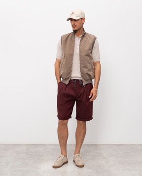 Brunello Cucinelli Бордові шорти з льону та вовни MZ408U0020