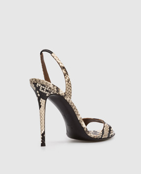 Giuseppe Zanotti Бежеві шкіряні босоніжки Clandestino в принт пітона E500056