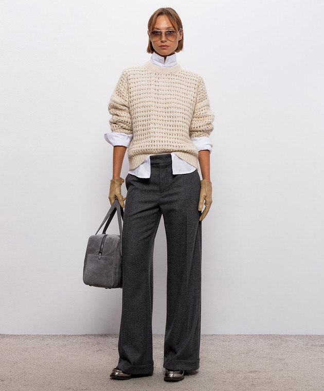Brunello Cucinelli Брюки из шерсти и кашемира серого цвета MB162P8492 изображение 2