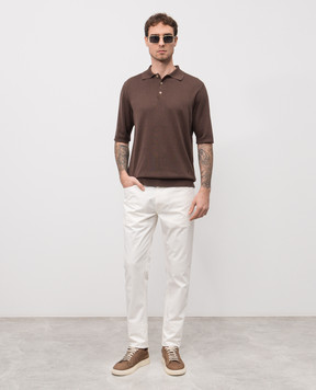 ISAIA Коричневе поло із шовку MG8262Y0470