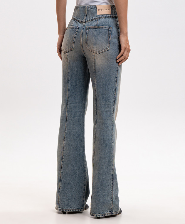 Alexander McQueen Синие джинсы клеш с отворотами 857092QMAD0 изображение 4
