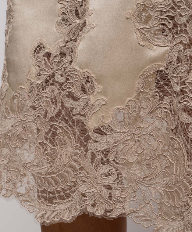 Ermanno Scervino Бежева спідниця із шовку з мереживом D492O742APNXE зображення 5