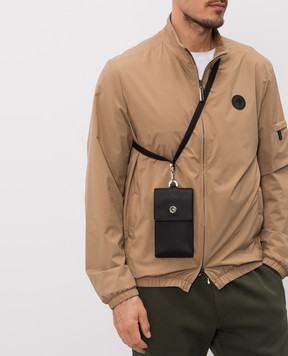 Stefano Ricci Чорний шкіряний чохол для телефона з емблемою PP450GPRE