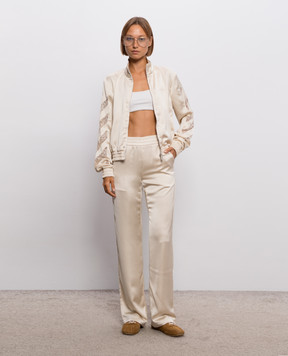 Off-White Бежевая спортивная куртка с кружевом 2FB00651T