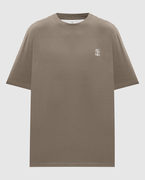 Brunello Cucinelli Футболка кольору хакі з принтом емблеми M0B138440