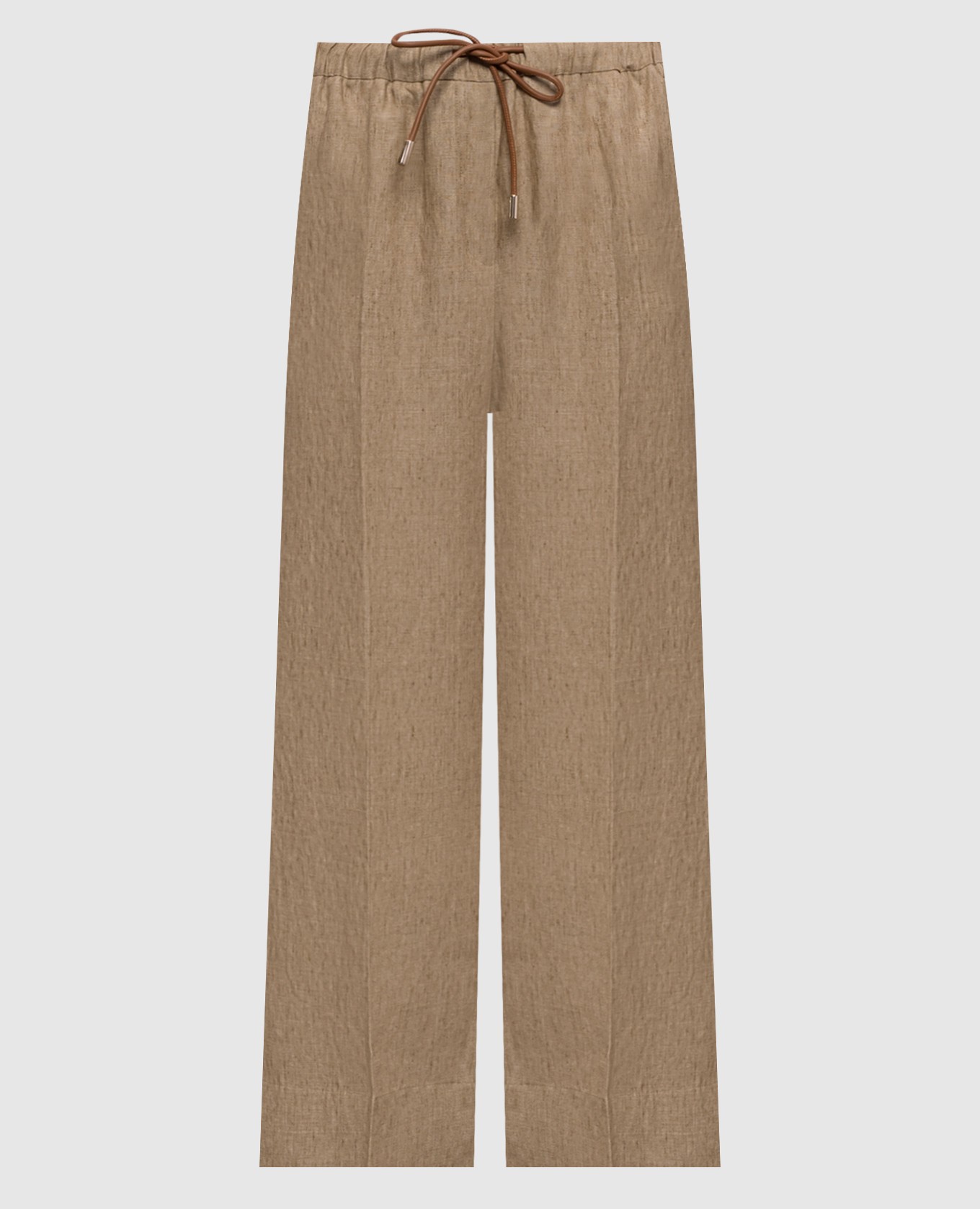 Коричневі штани з льону