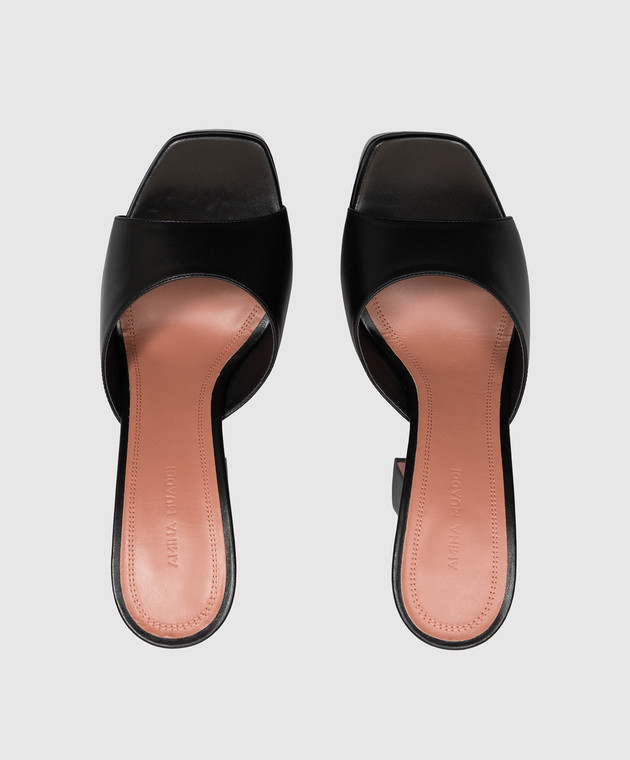 Amina Muaddi Черные кожаные мюли Dalida C9S357123DAL изображение 4