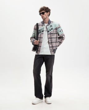 Off-White Утеплений бомбер з вовною в клітинку 44XEH05RS26F001