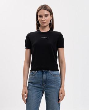 Alexander Wang Черная укороченная футболка с кристаллами 1KC3261083