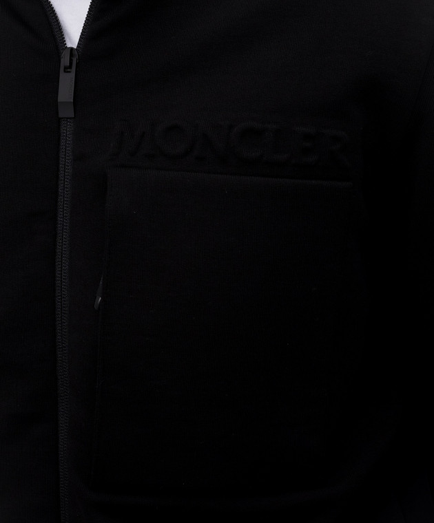 Moncler Чорна спортивна куртка з фактурним логотипом L20918G0000489AZY зображення 5