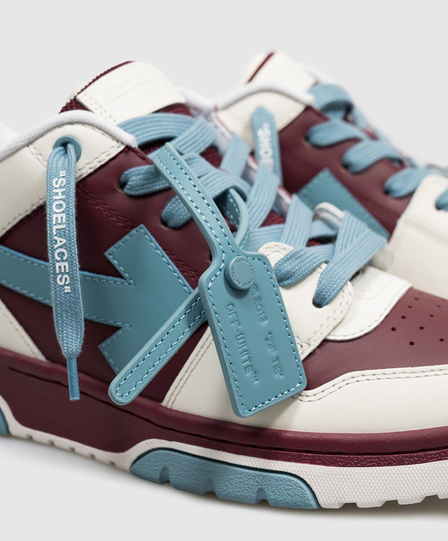 Off-White Детские бордовые кожаные кроссовки Out Of Office с патчем логотипа OF06017210 изображение 5