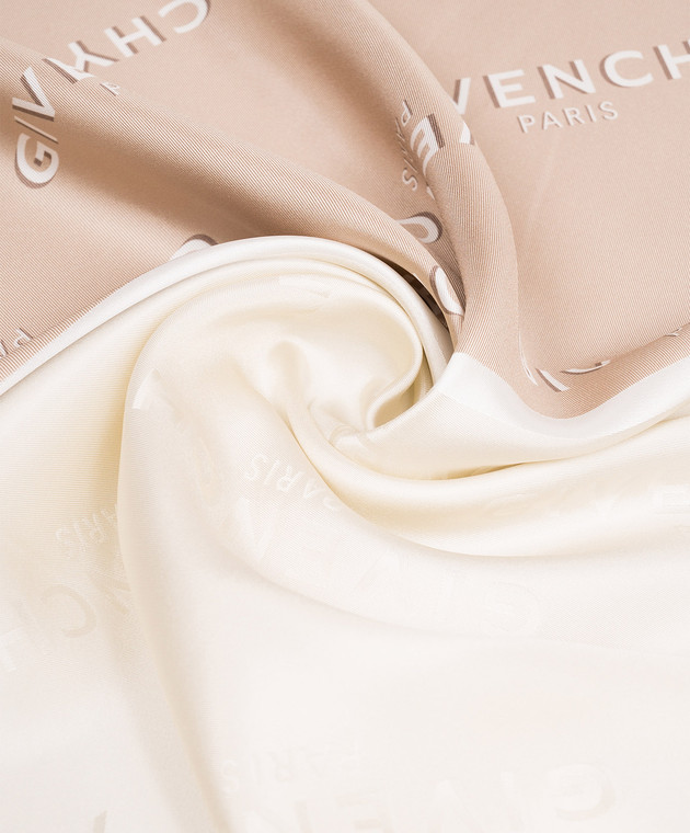 Givenchy Бежева хустка із шовку в принт логотипа 710011159001 зображення 3