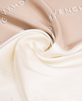 Givenchy Бежева хустка із шовку в принт логотипа 710011159001