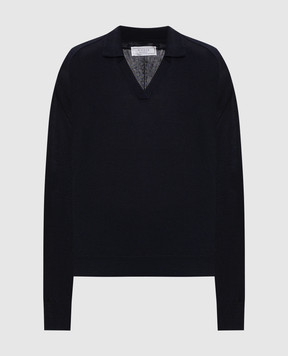 Peserico Синий пуловер из шерсти с воротником-поло S99426F1809770