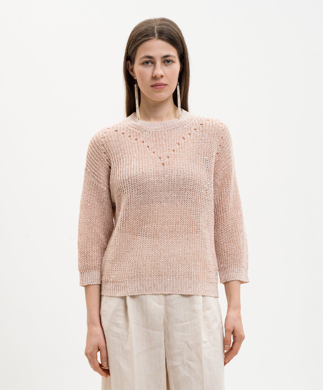 Peserico Розовый джемпер из льна с пайетками S99134F059263A изображение 3