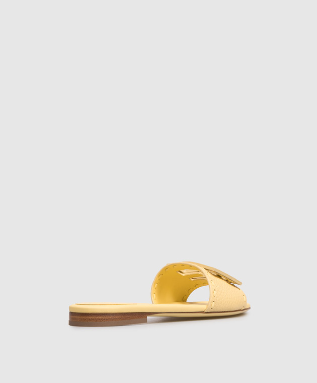 Fendi Жовті шкіряні шльопанці Baguette 8R8136AQY2 зображення 3