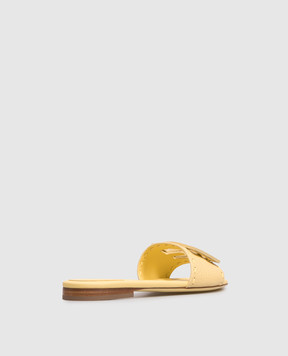 Fendi Жовті шкіряні шльопанці Baguette 8R8136AQY2