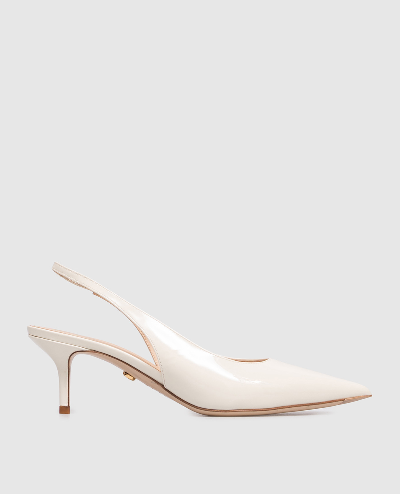 Кожаные лакированные слингбеки цвета айвори