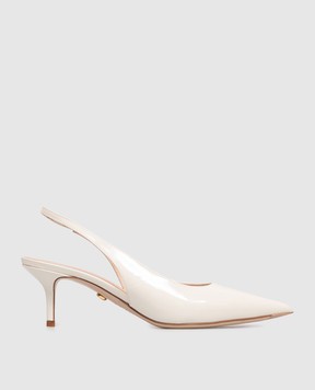 Babe Pay Pls Шкіряні лаковані слінгбеки кольору айворі 215604LA