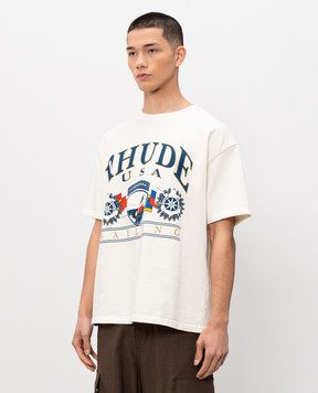Rhude Футболка кольору айворі USA SAILING RHPS26TT10012