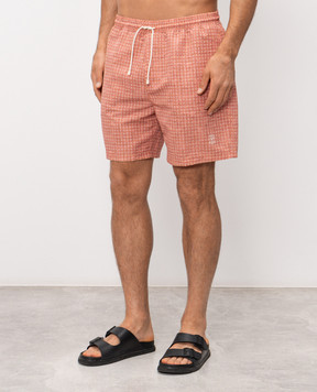 Brunello Cucinelli Помаранчеві шорти для плавання в брендовий принт MR847043