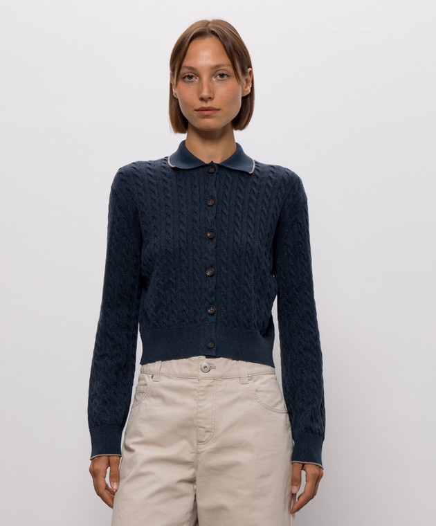 Brunello Cucinelli Синий кардиган с люрексом MAZ226116 изображение 3