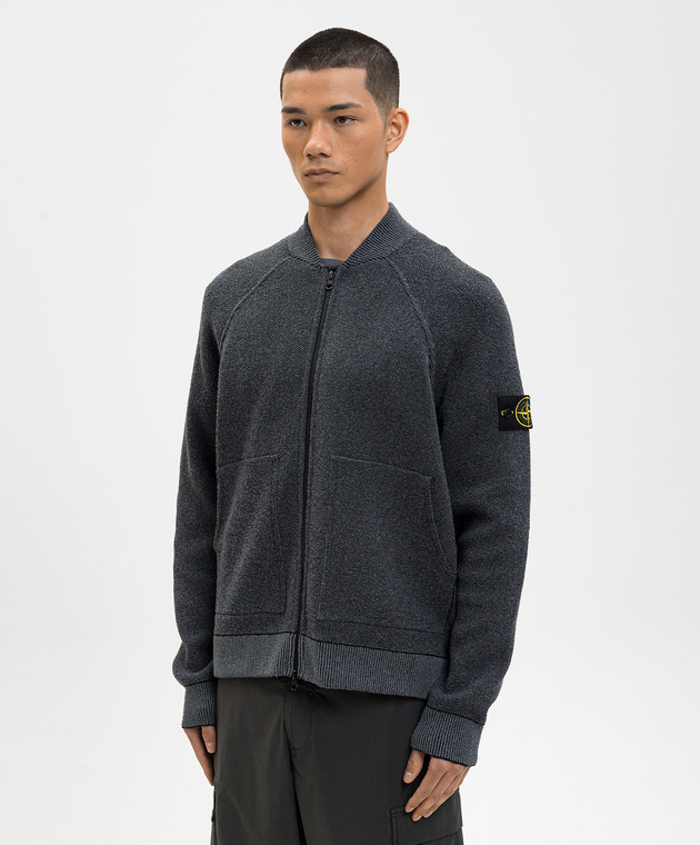 Stone Island Сірий кардиган з патчем логотипа L1S155100019S00N9 зображення 3