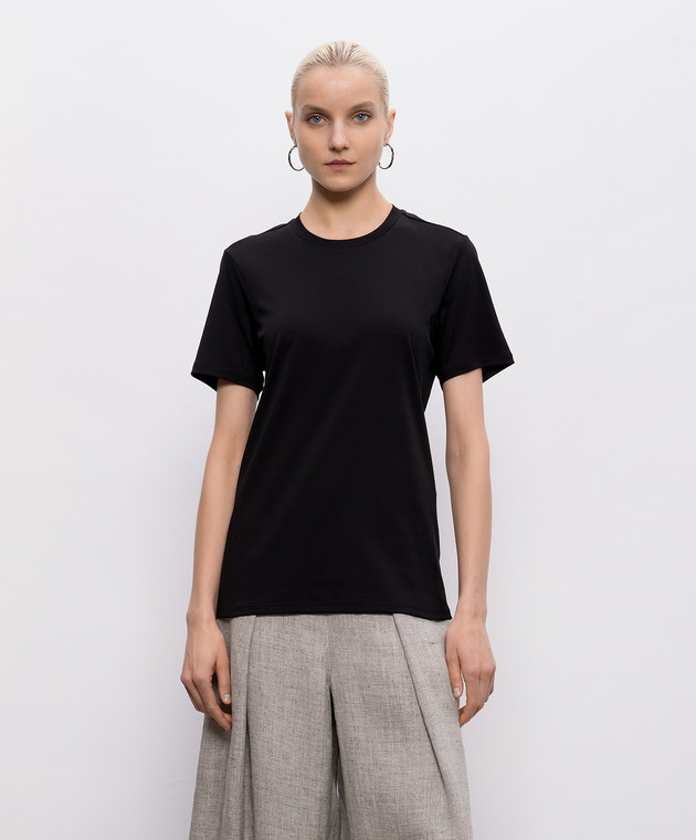 Intoca Черная футболка из хлопка DIOSBASICPOUD442 изображение 2