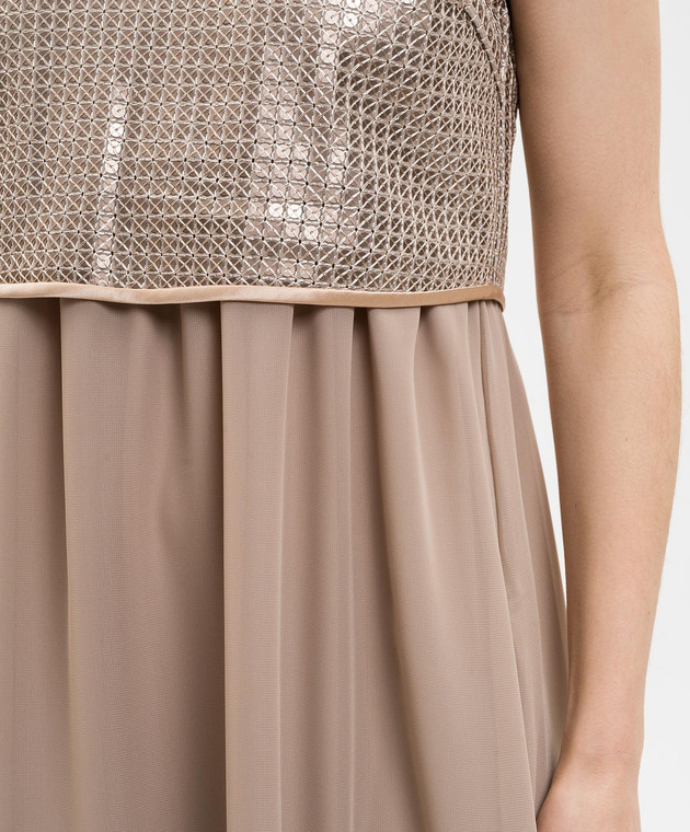 Peserico Бежевое платье с шелком двойной конструкции A0200806814 изображение 4