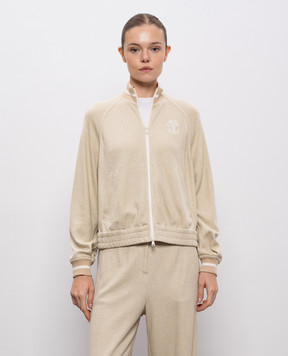 Brunello Cucinelli Бежевая спортивная куртка с люрексом MP930SN906