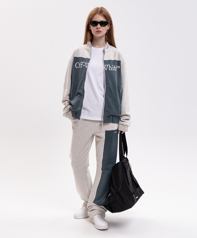 Off-White Серые меланжевые спортивные штаны 2FH00723B изображение 2