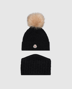 Moncler ENFANT Детский черный комплект из шапки и бафа L29543G00008N1218