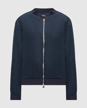 Kiton Синій бомбер з льону UGO001H09690