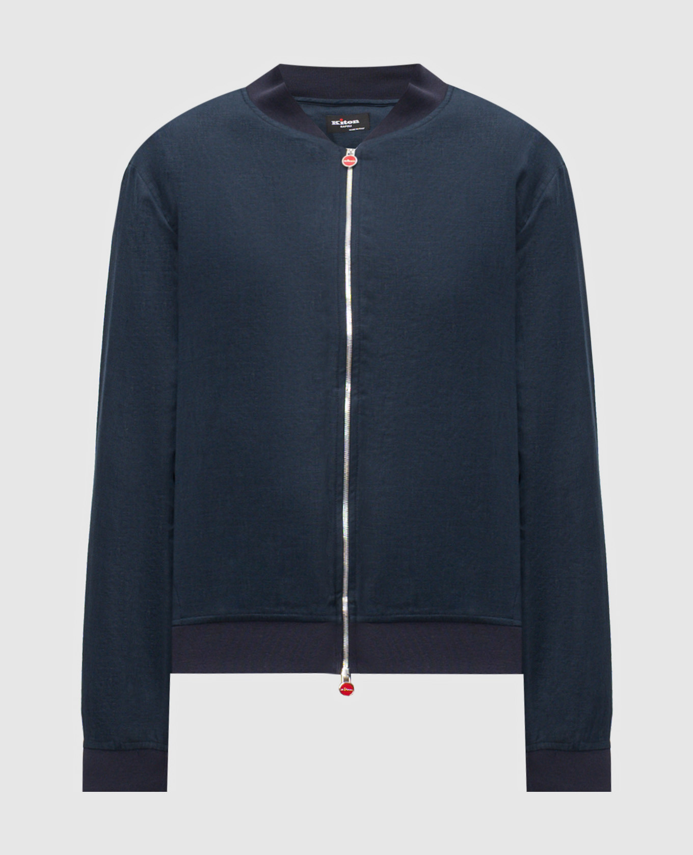 Синий бомбер из льна