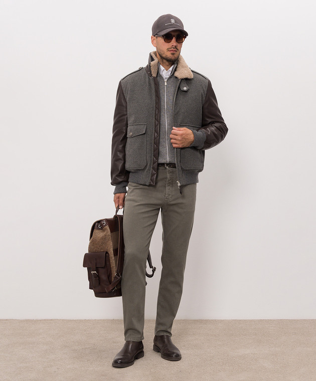 Brunello Cucinelli Джинсы цвета хаки с логотипом патча M277PO2090 изображение 2
