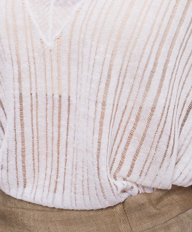 UMA WANG Білий топ з льону UK7122 зображення 5